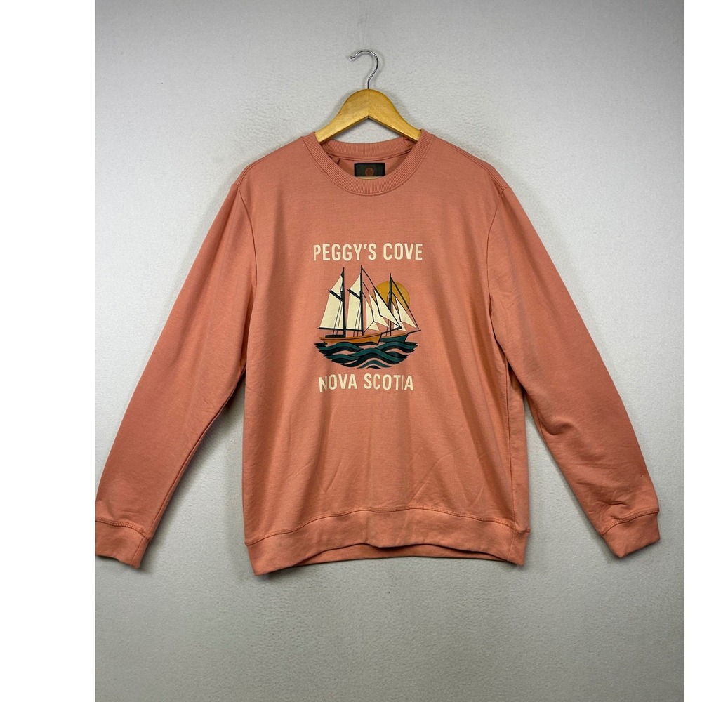 Nautical Coastal Maple Apparel Mens XL Salmon Pink Peggy's Cove Nova Scotia Crew